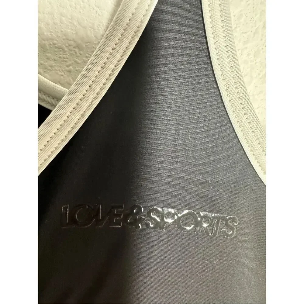 NWOT Love & Sports Womens Size M 8-10 Game On Tennis Dress Black White Trim